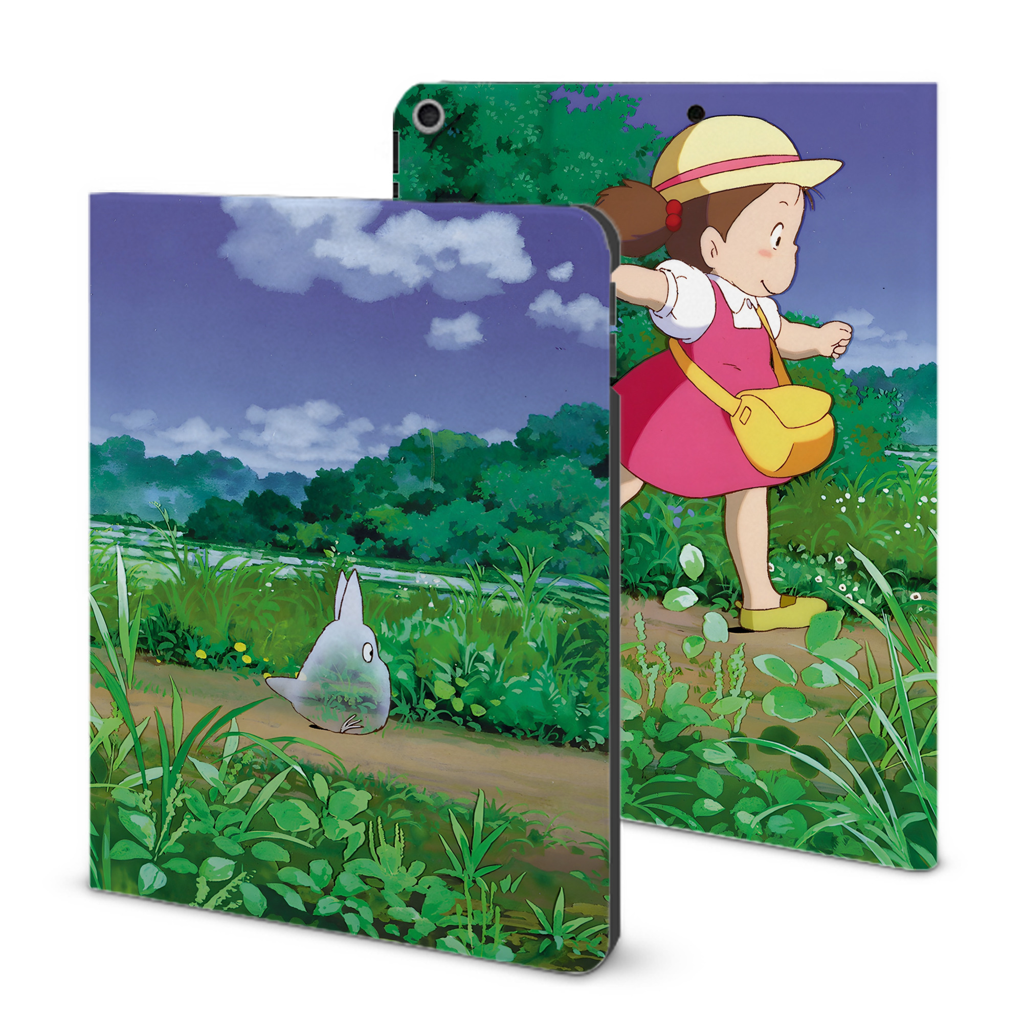 （画像用） となりのトトロ 草壁メイ 草壁サツキ My Neighbor Totoro Satsuki Kusakabe Mei Kusakabe IPad ケース ブック型 PUレザー TPU 耐衝撃 軽量 薄型 ペン収納なし 全面保護 IPad 各モデル対応